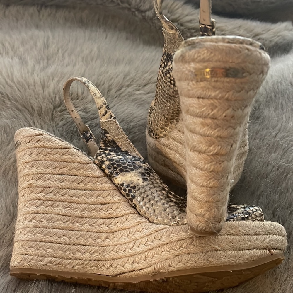 $545 Authentic Jimmy Choo Wedge Python Snake Leat… - image 8